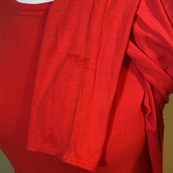 Eileen Fisher Long Sleeve Knit Tunic Top Shirttail Hem Petite Medium PM Red - Picture 9 of 12